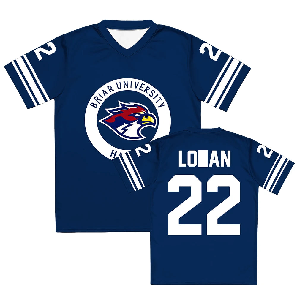 Off Campus Briar University Jersey Graham 44 22 DI LAURENTIS 66 Tucker46  T-shirt V-neck Short Sleeve Men Women Tees 3D Print