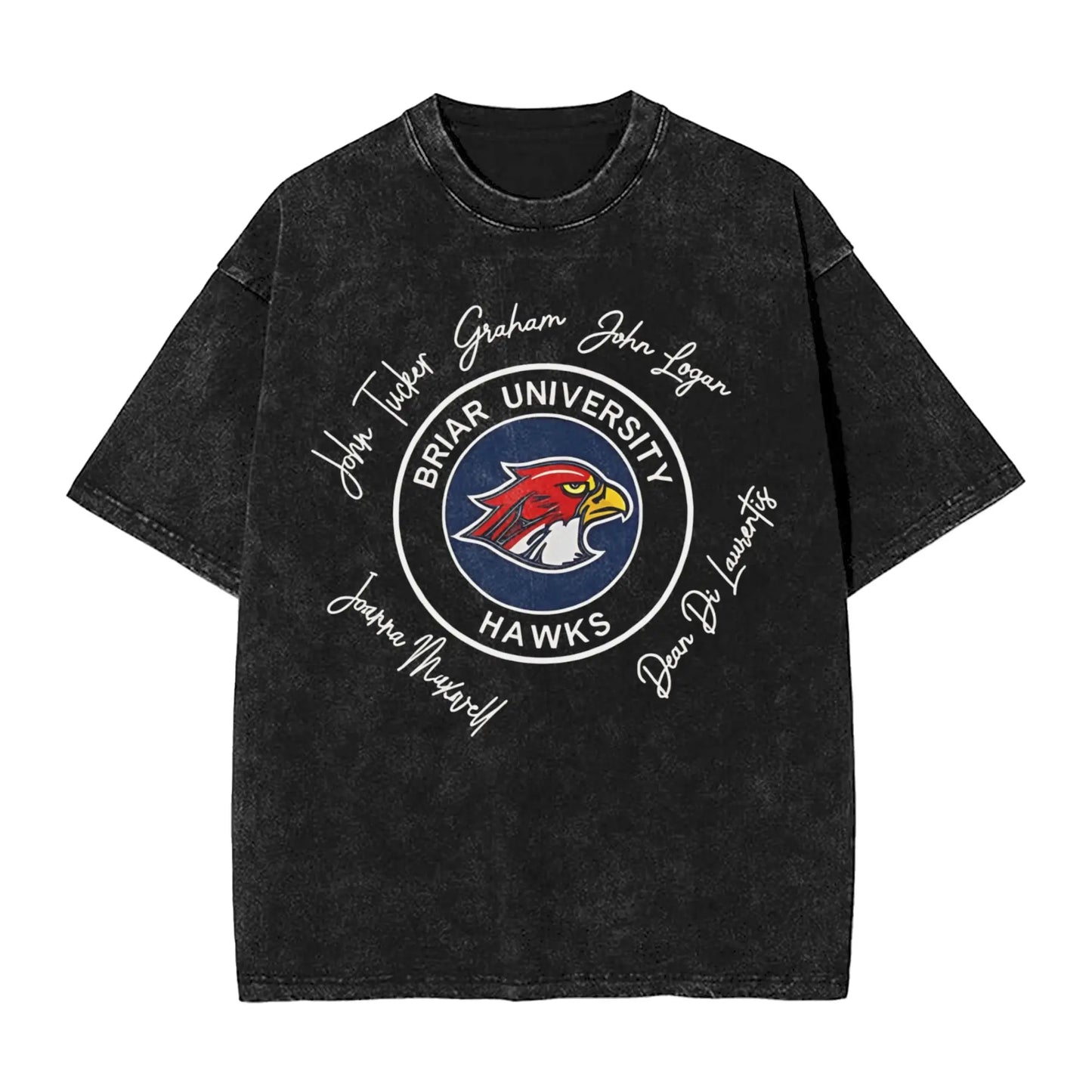 Harajuku Washed Shirts Off Campus Briar University Graham 44 Outfit Vintage T-Shirts High Street  Streetwear Short Sleeve