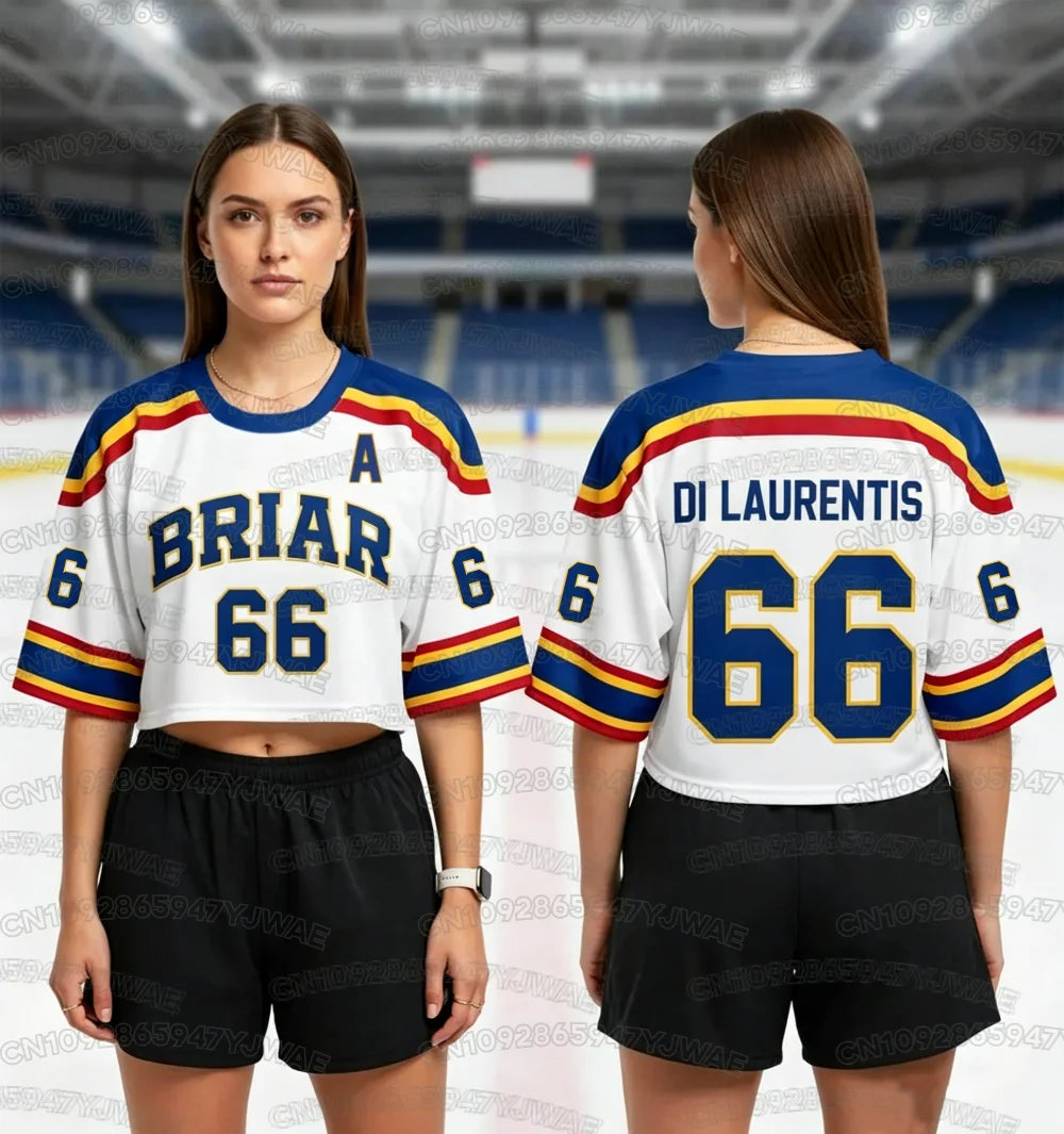 Off Campus Briar University Crop Top Football Jersey Graham 44 DI LAURENTIS 66  Football Jersey Women's Short Sleeve T-shirt Top