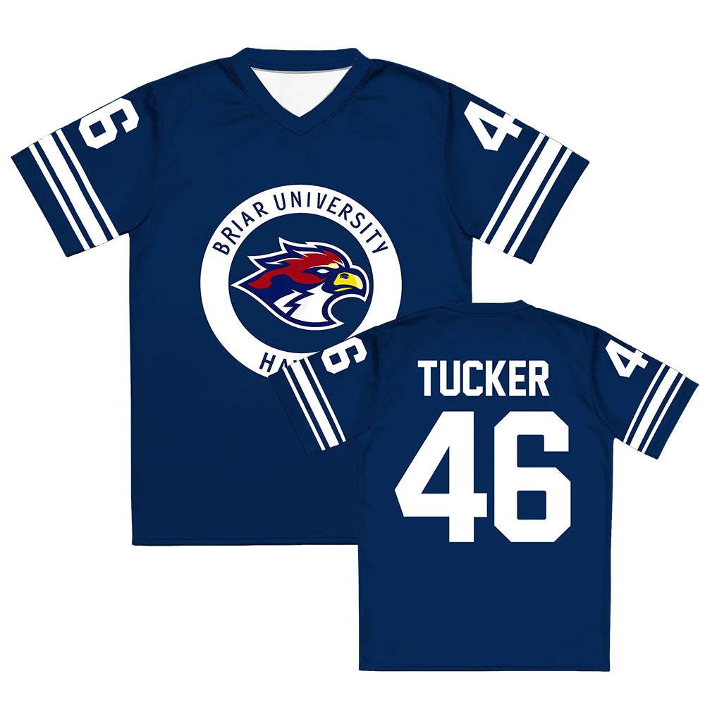 Off Campus Briar University Jersey Graham 44 22 DI LAURENTIS 66 Tucker46  T-shirt V-neck Short Sleeve Men Women Tees 3D Print