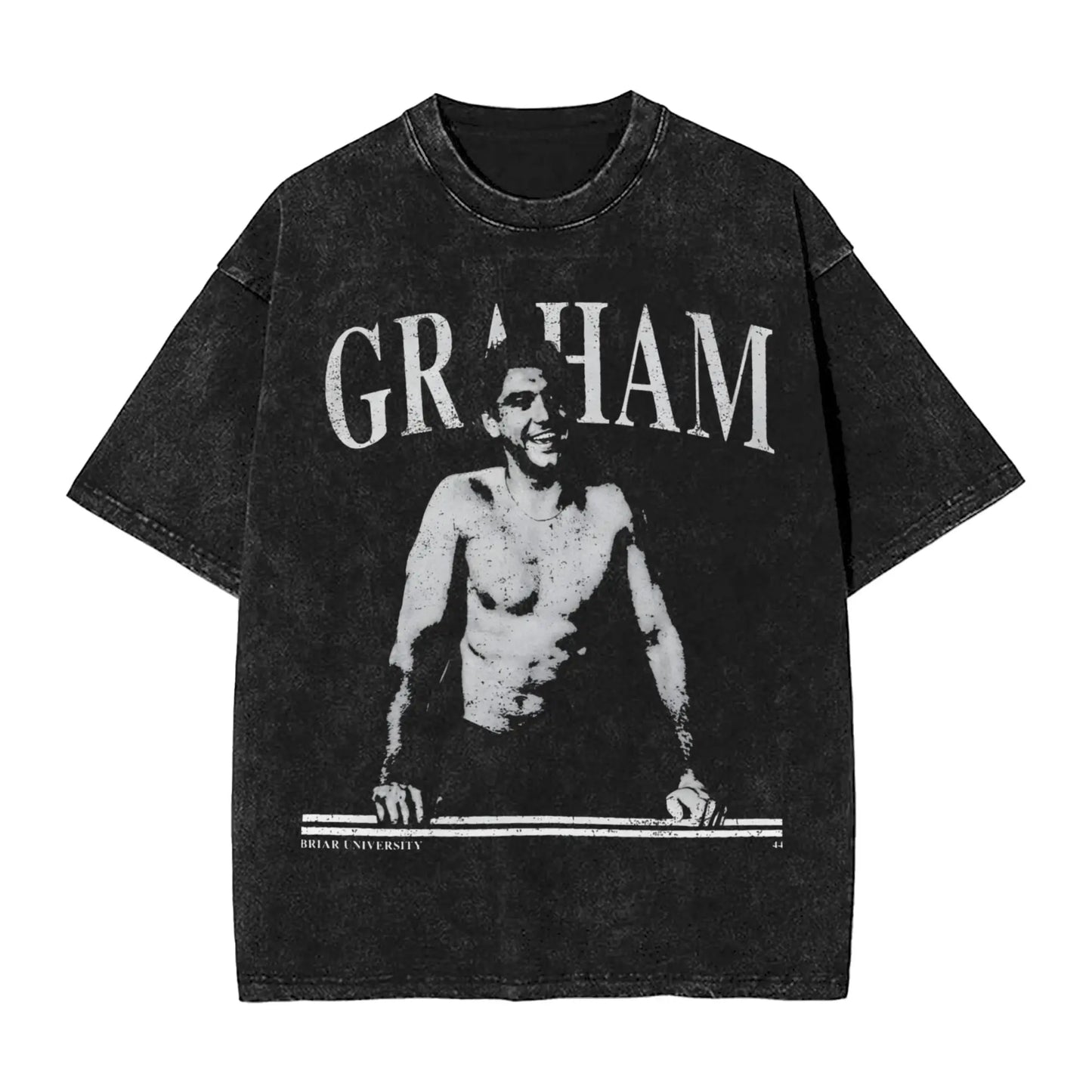 Harajuku Washed Shirts Off Campus Briar University Graham 44 Outfit Vintage T-Shirts High Street  Streetwear Short Sleeve