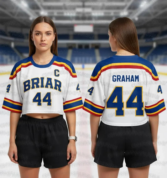 Off Campus Briar University Crop Top Football Jersey Graham 44 DI LAURENTIS 66  Football Jersey Women's Short Sleeve T-shirt Top