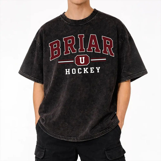 Harajuku Washed Shirts Off Campus Briar University Graham 44 Outfit Vintage T-Shirts High Street  Streetwear Short Sleeve