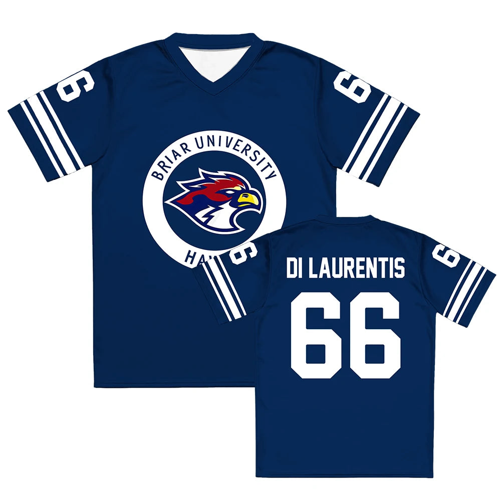 Off Campus Briar University Jersey Graham 44 22 DI LAURENTIS 66 Tucker46  T-shirt V-neck Short Sleeve Men Women Tees 3D Print