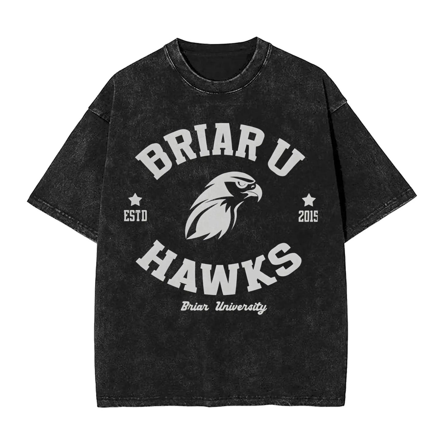 Harajuku Washed Shirts Off Campus Briar University Graham 44 Outfit Vintage T-Shirts High Street  Streetwear Short Sleeve